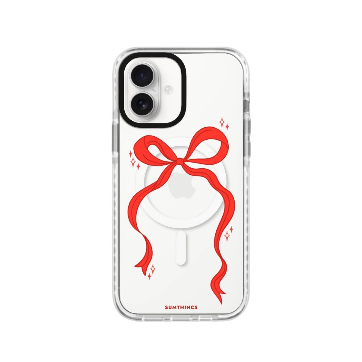 iPhone 16 Red Bow Magsafe Procase Şeffaf Telefon Kılıfı Beyaz Şeffaf - SUMTHINCS
