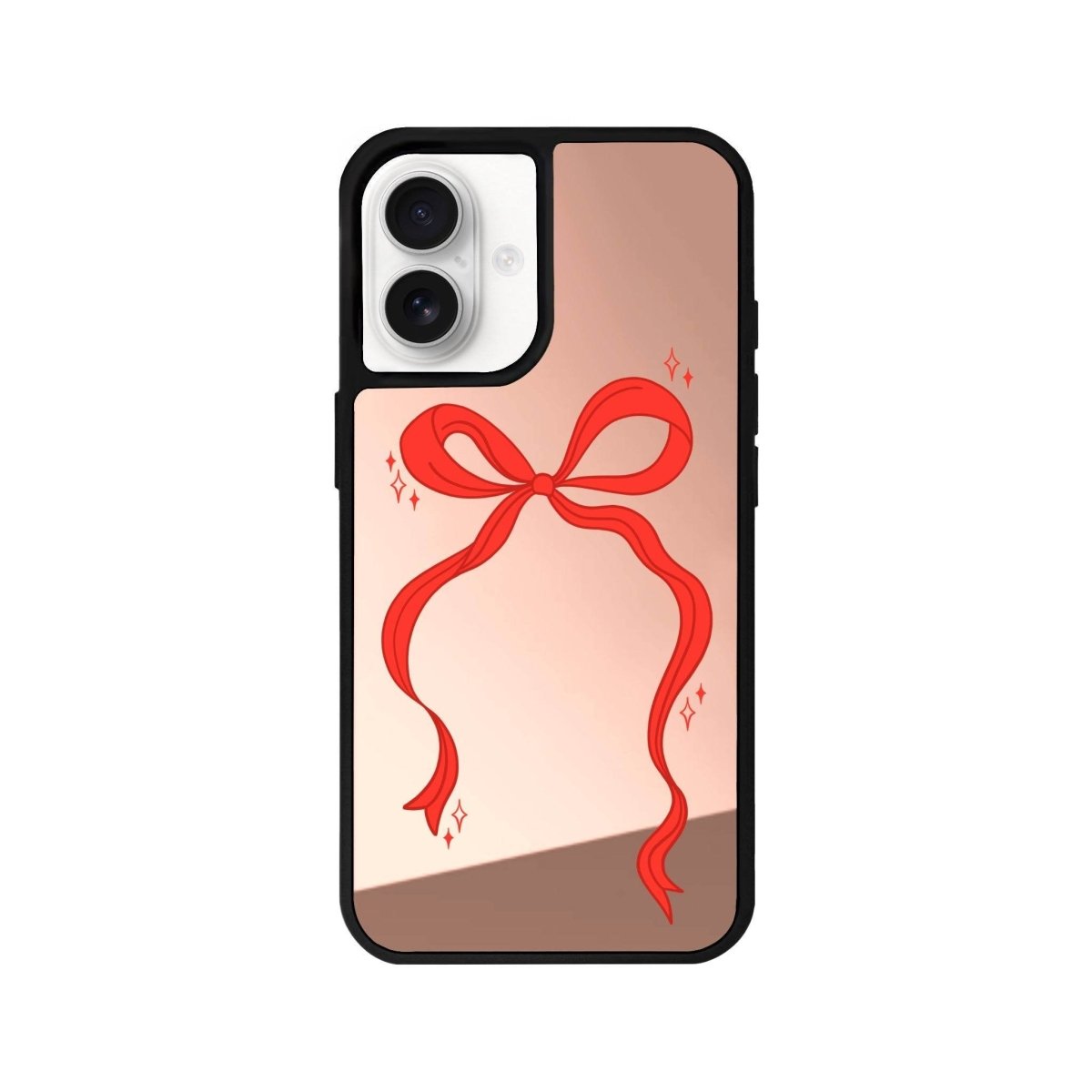 iPhone 16 Red Bow Mirror Aynalı Telefon Kılıfı Metalik Pembe - SUMTHINCS