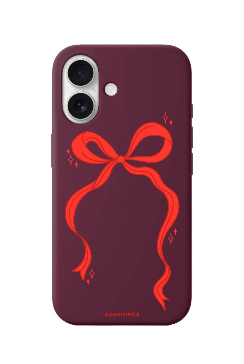 iPhone 16 Red Bow Premium Telefon Kılıfı Bordo - SUMTHINCS