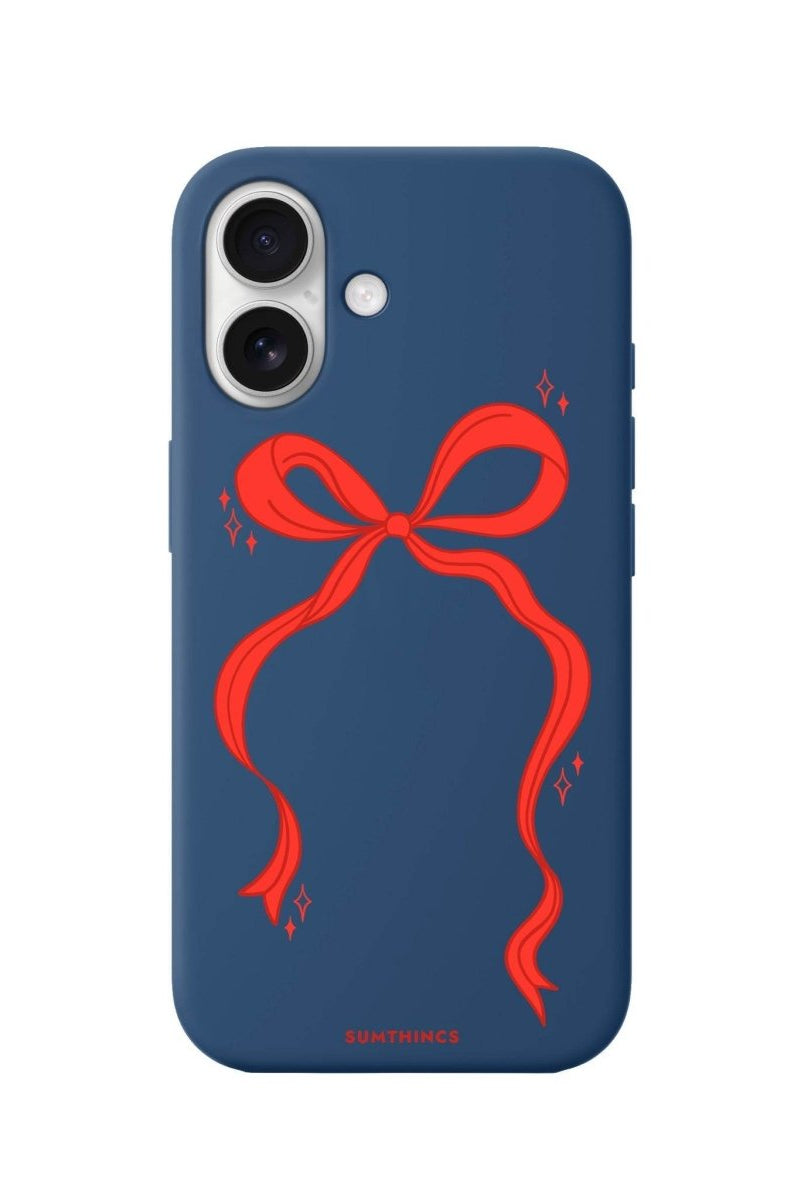 iPhone 16 Red Bow Premium Telefon Kılıfı Pasifik Mavi - SUMTHINCS