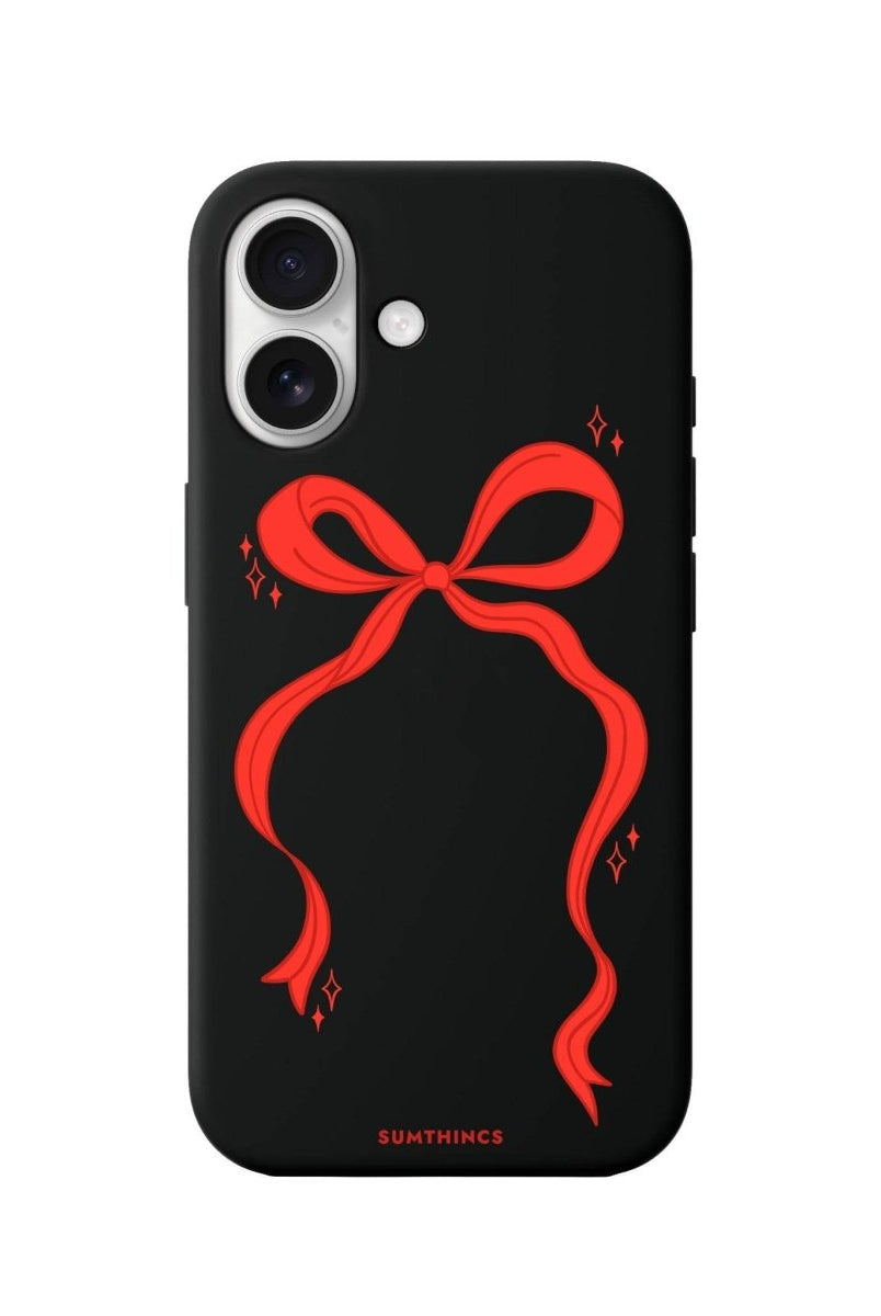 iPhone 16 Red Bow Premium Telefon Kılıfı Siyah - SUMTHINCS