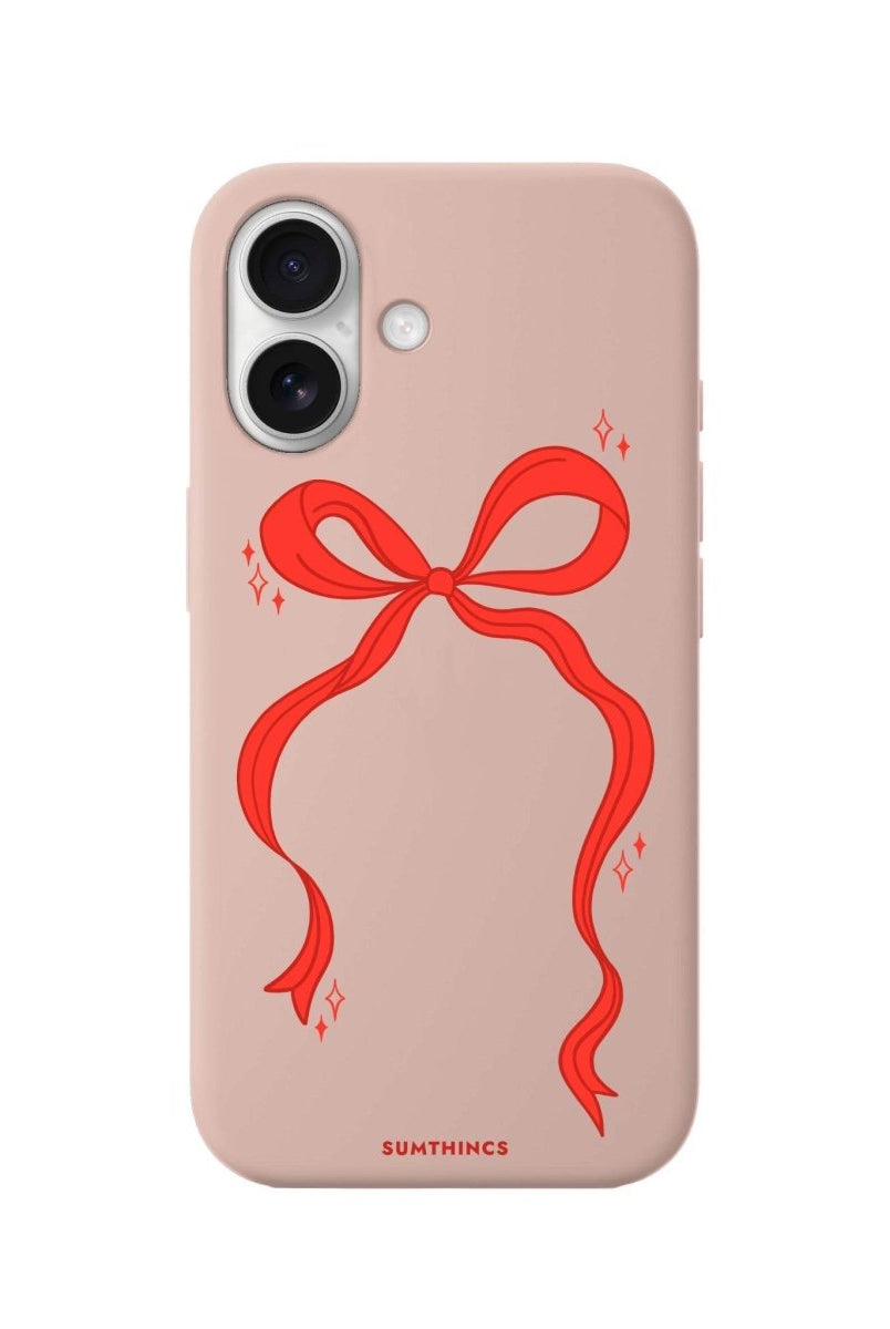 iPhone 16 Red Bow Premium Telefon Kılıfı Bej - SUMTHINCS