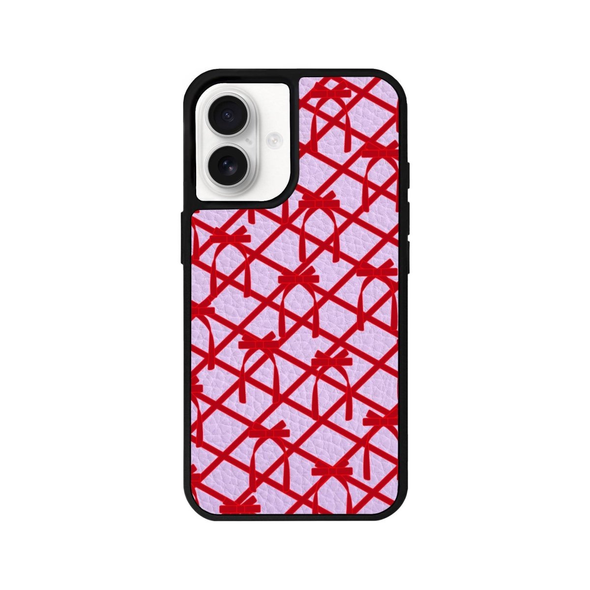 iPhone 16 Ribbon Grid Leather Vegan Deri Telefon Kılıfı Lila - SUMTHINCS