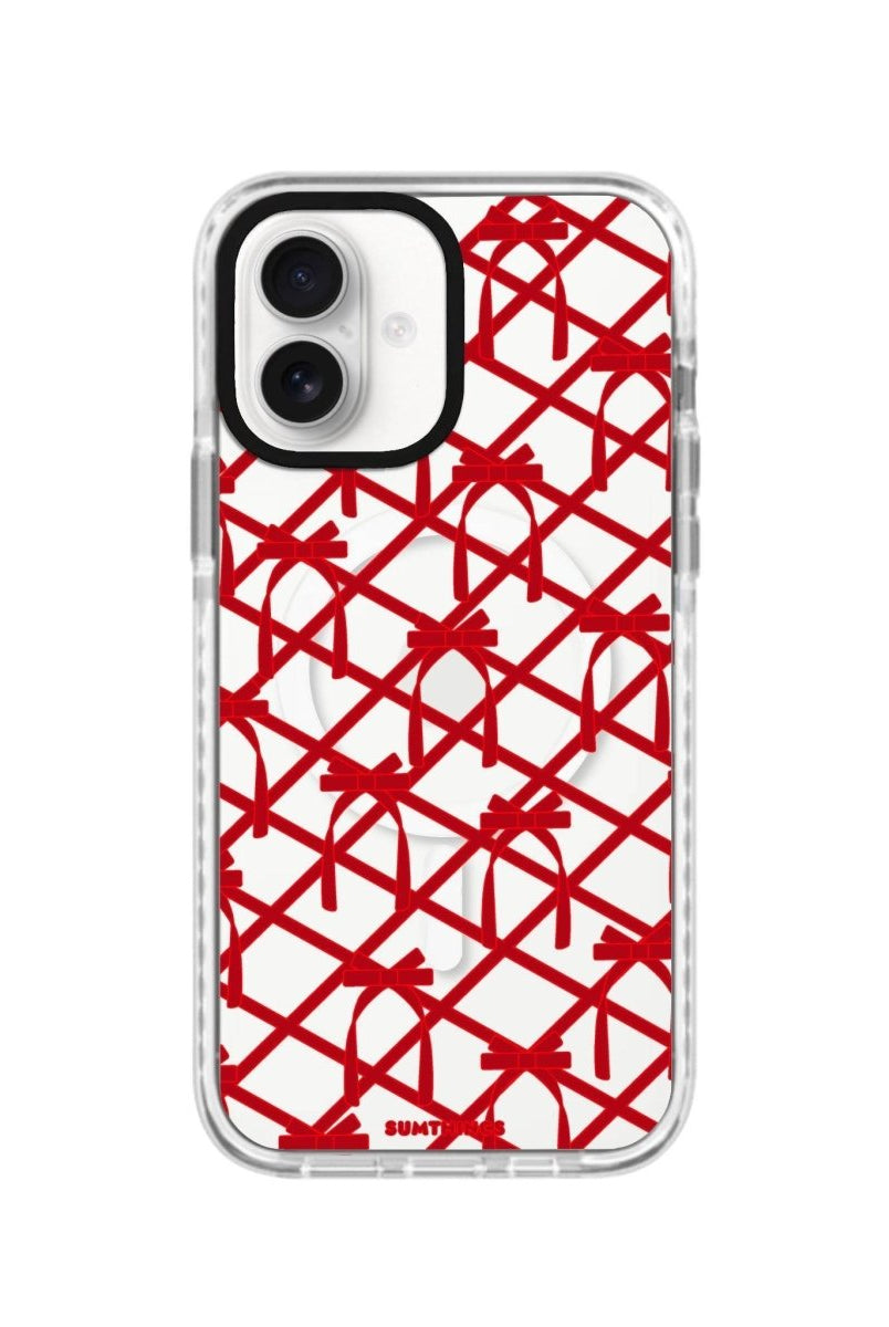 iPhone 16 Ribbon Grid Magsafe Procase Şeffaf Telefon Kılıfı Beyaz Şeffaf - SUMTHINCS