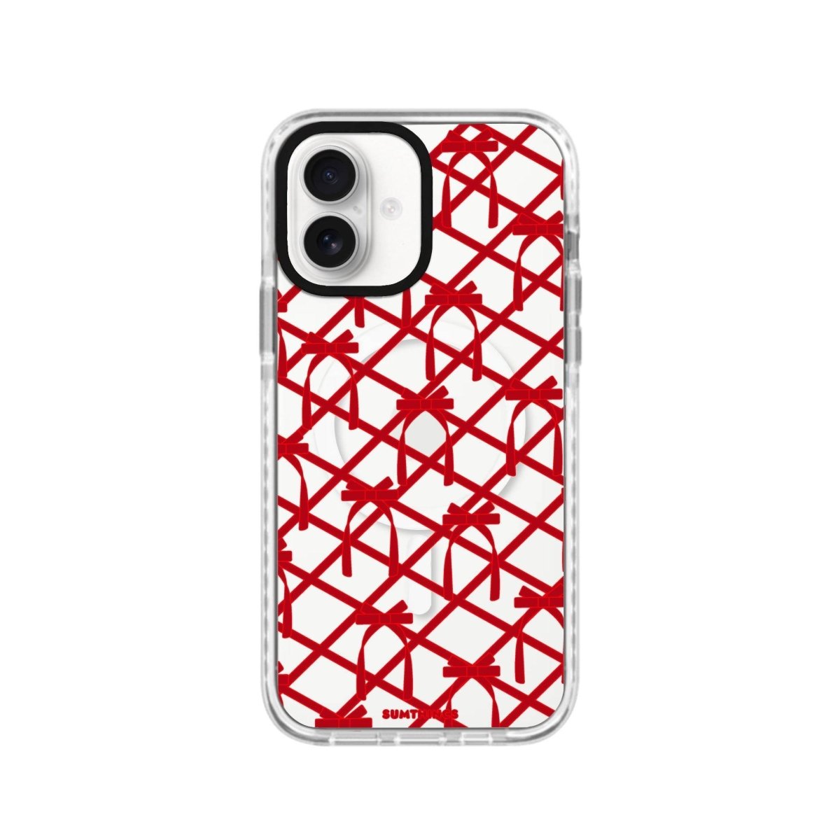 iPhone 16 Ribbon Grid Magsafe Procase Şeffaf Telefon Kılıfı Beyaz Şeffaf - SUMTHINCS
