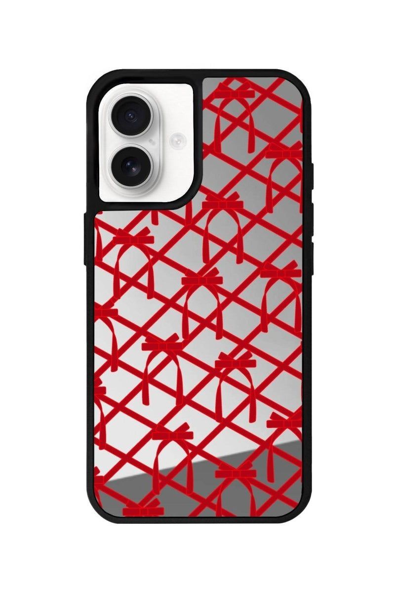 iPhone 16 Ribbon Grid Mirror Aynalı Telefon Kılıfı Gümüş - SUMTHINCS