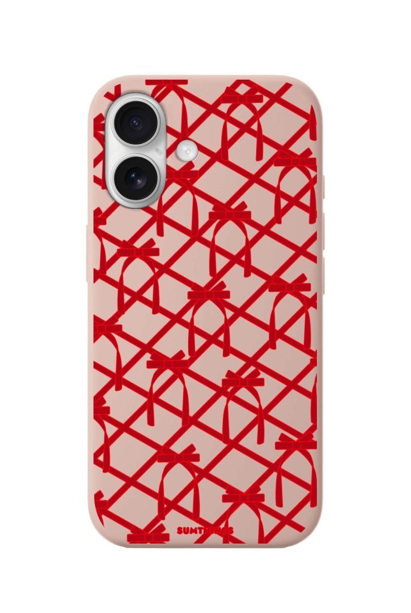 iPhone 16 Ribbon Grid Premium Telefon Kılıfı Bej - SUMTHINCS