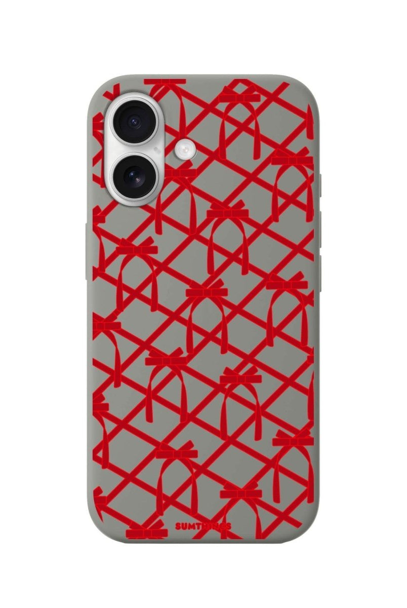 iPhone 16 Ribbon Grid Premium Telefon Kılıfı Gri - SUMTHINCS