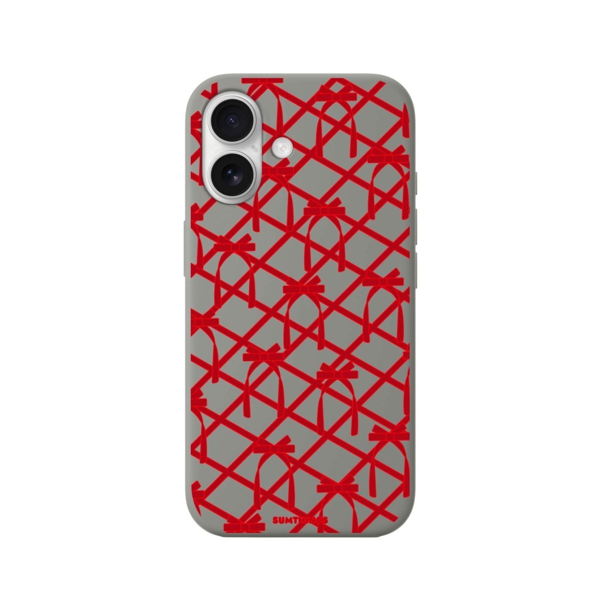 iPhone 16 Ribbon Grid Premium Telefon Kılıfı Gri - SUMTHINCS