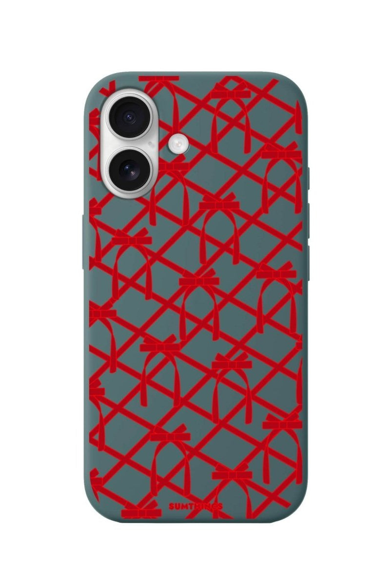 iPhone 16 Ribbon Grid Premium Telefon Kılıfı Kaktüs Yeşili - SUMTHINCS