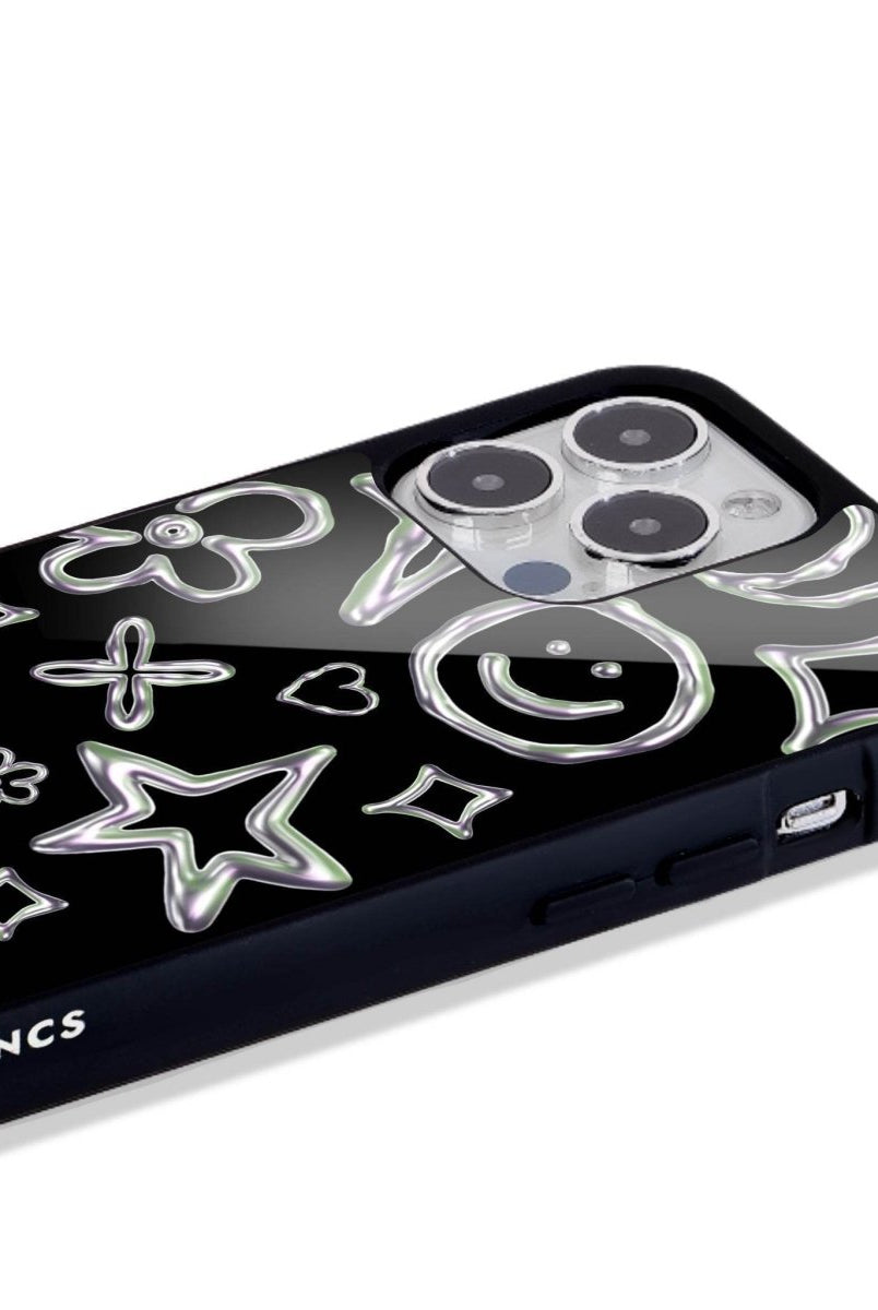 iPhone 16 Silver Doodles Glossy Cam Telefon Kılıfı - SUMTHINCS