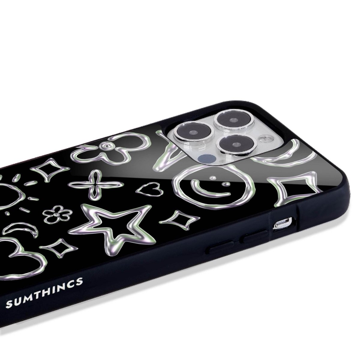iPhone 16 Silver Doodles Glossy Cam Telefon Kılıfı - SUMTHINCS