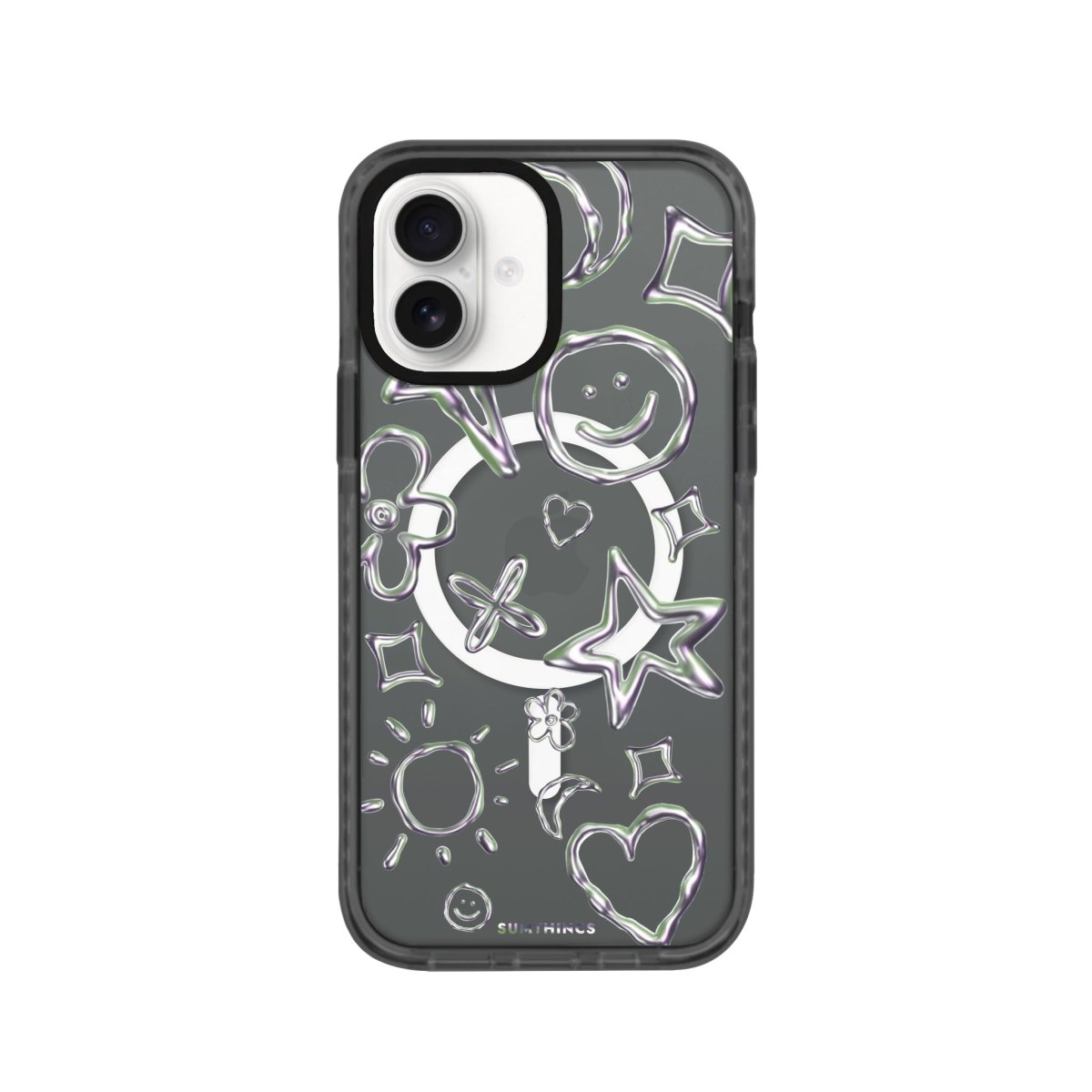 iPhone 16 Silver Doodles Magsafe Procase Şeffaf Telefon Kılıfı Antrasit - SUMTHINCS