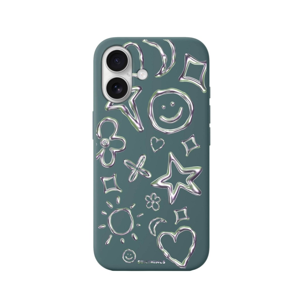 iPhone 16 Silver Doodles Premium Telefon Kılıfı Kaktüs Yeşili - SUMTHINCS
