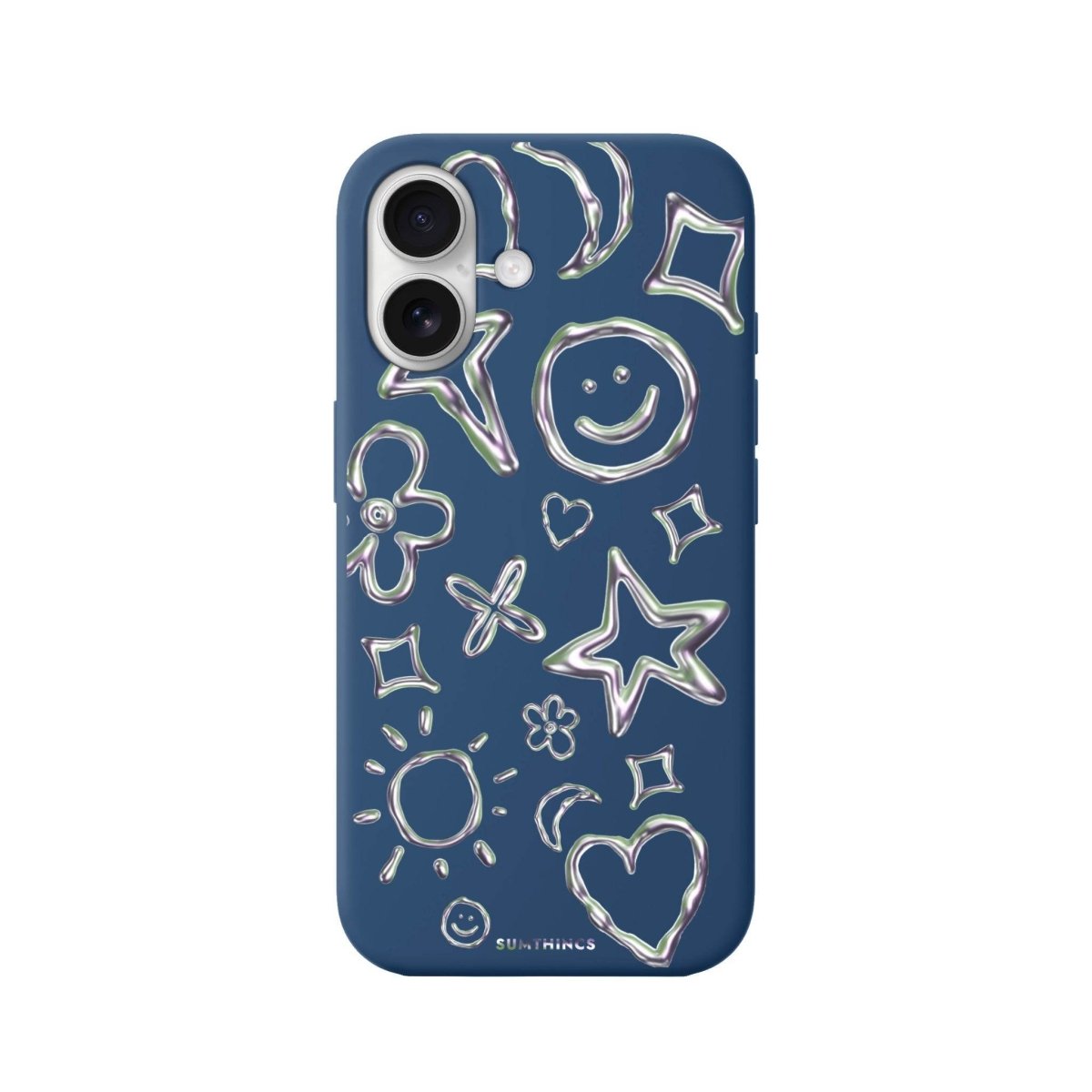 iPhone 16 Silver Doodles Premium Telefon Kılıfı Pasifik Mavi - SUMTHINCS