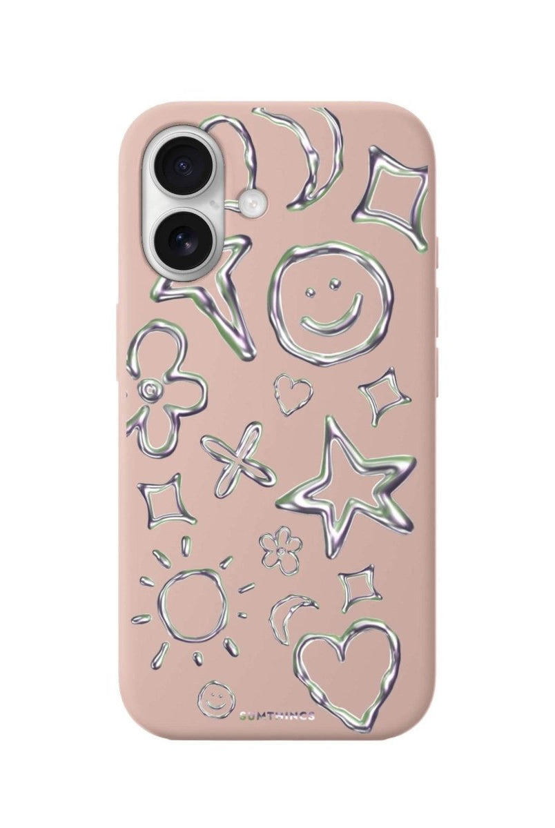 iPhone 16 Silver Doodles Premium Telefon Kılıfı Bej - SUMTHINCS