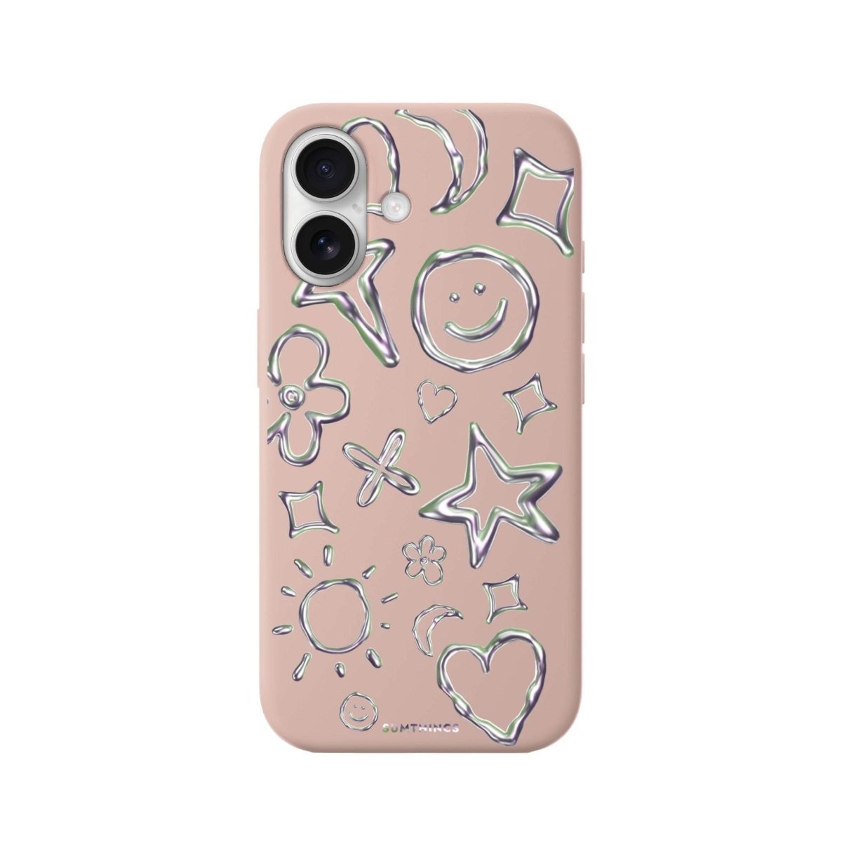 iPhone 16 Silver Doodles Premium Telefon Kılıfı Bej - SUMTHINCS