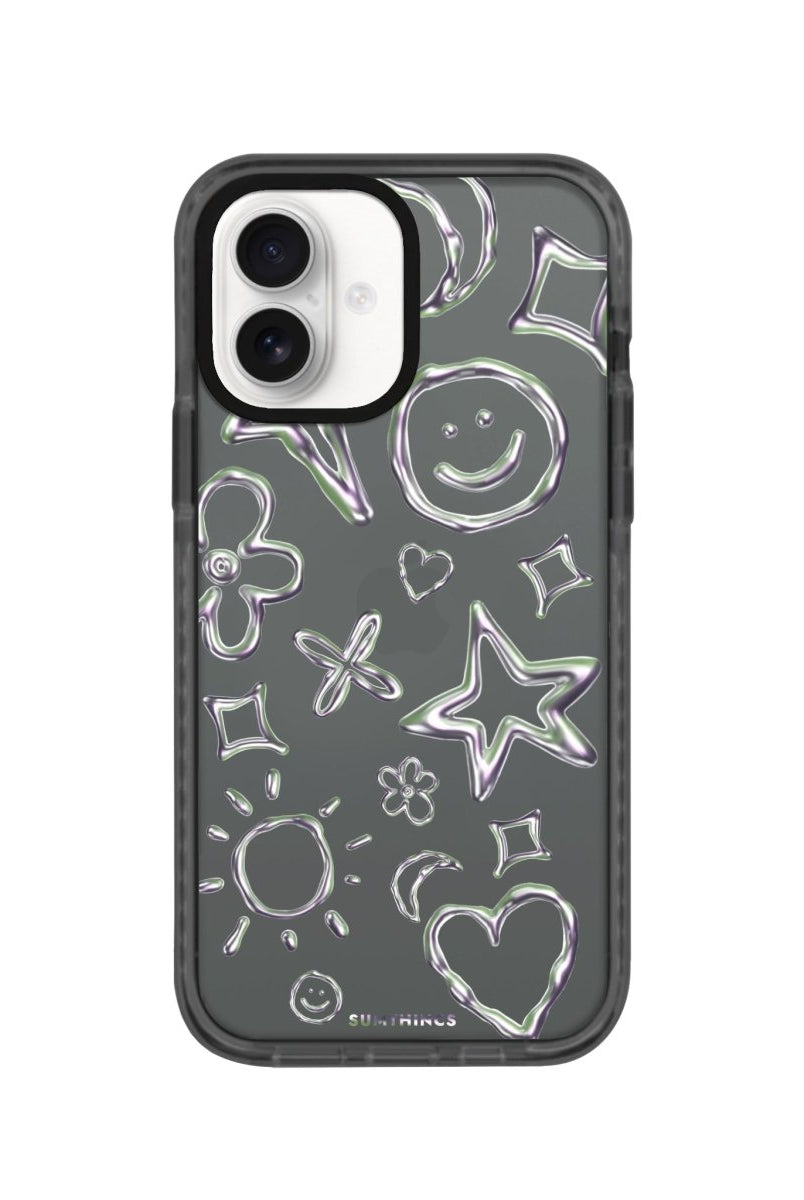 iPhone 16 Silver Doodles Procase Şeffaf Telefon Kılıfı Antrasit - SUMTHINCS