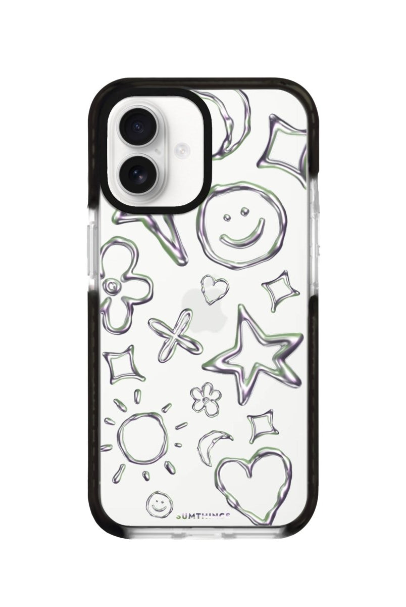 iPhone 16 Silver Doodles Procase Şeffaf Telefon Kılıfı Siyah Şeffaf - SUMTHINCS