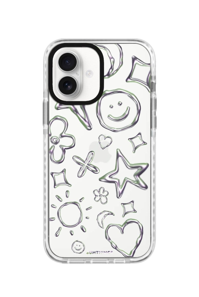 iPhone 16 Silver Doodles Procase Şeffaf Telefon Kılıfı Beyaz Şeffaf - SUMTHINCS