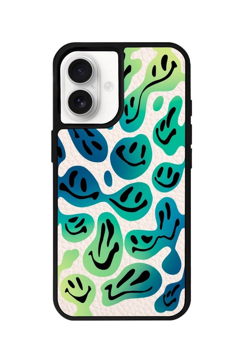 iPhone 16 Smiley Leather Vegan Deri Telefon Kılıfı Bej - SUMTHINCS