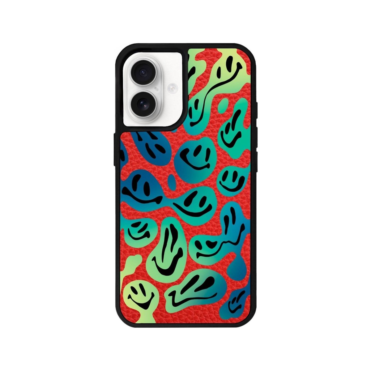 iPhone 16 Smiley Leather Vegan Deri Telefon Kılıfı Kırmızı - SUMTHINCS