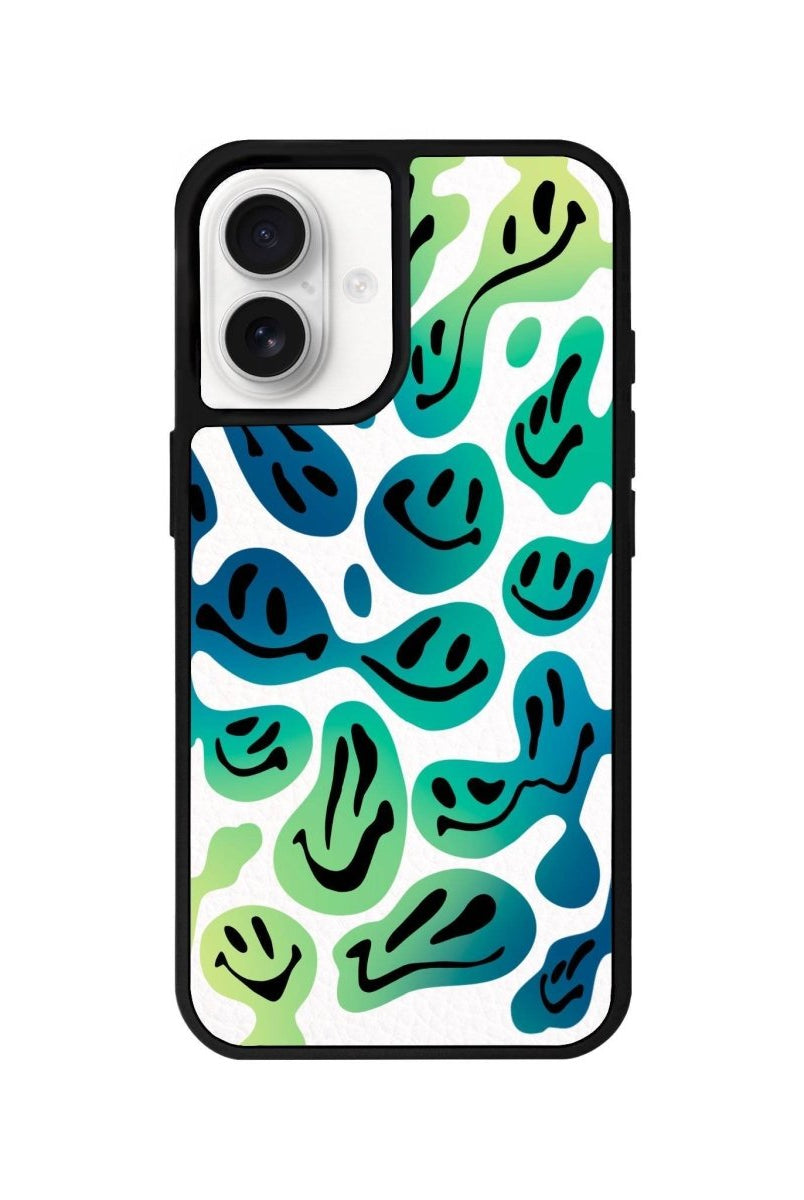 iPhone 16 Smiley Leather Vegan Deri Telefon Kılıfı Beyaz - SUMTHINCS