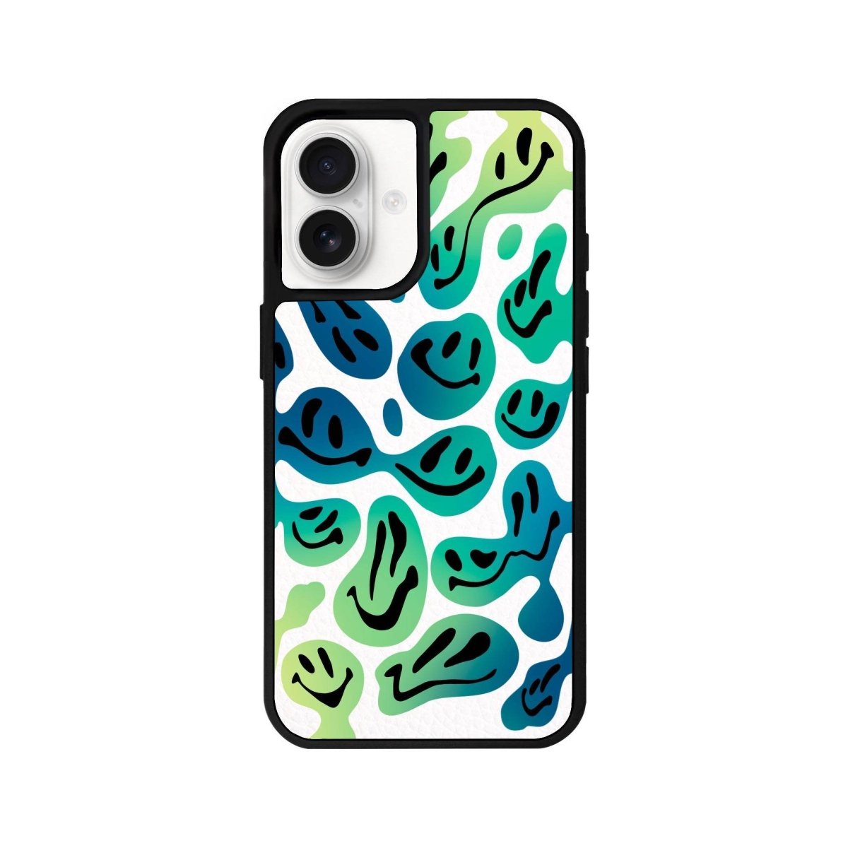 iPhone 16 Smiley Leather Vegan Deri Telefon Kılıfı Beyaz - SUMTHINCS