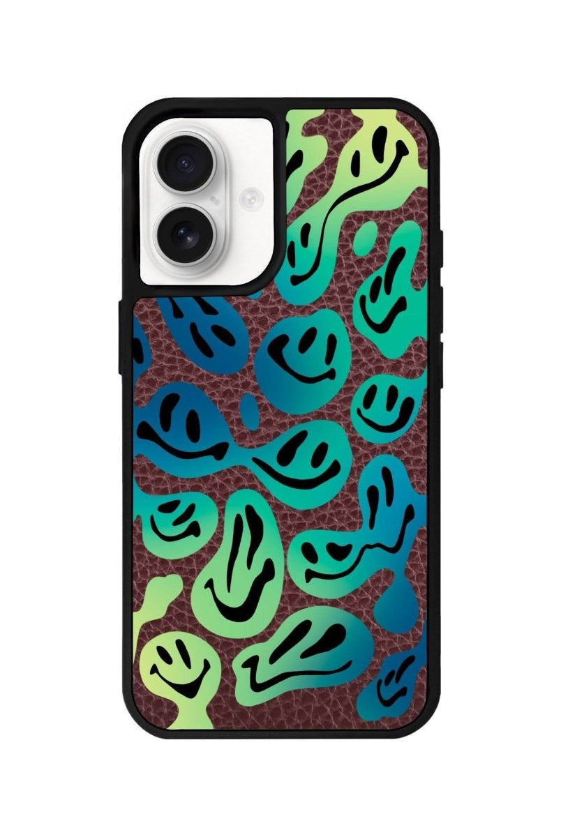 iPhone 16 Smiley Leather Vegan Deri Telefon Kılıfı Bordo - SUMTHINCS