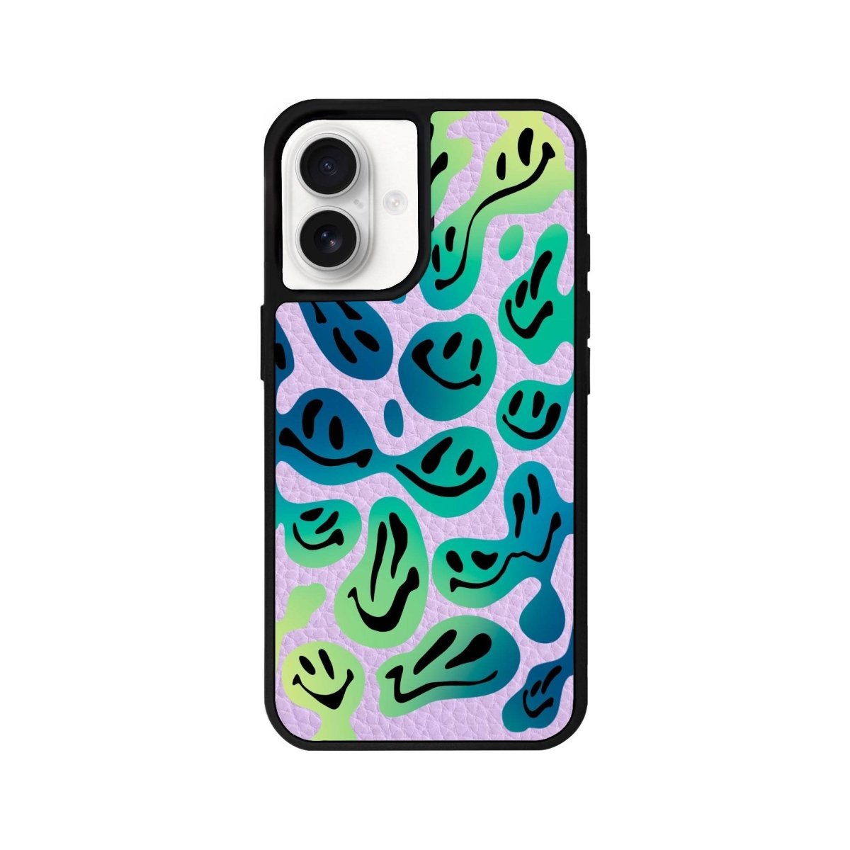 iPhone 16 Smiley Leather Vegan Deri Telefon Kılıfı Lila - SUMTHINCS