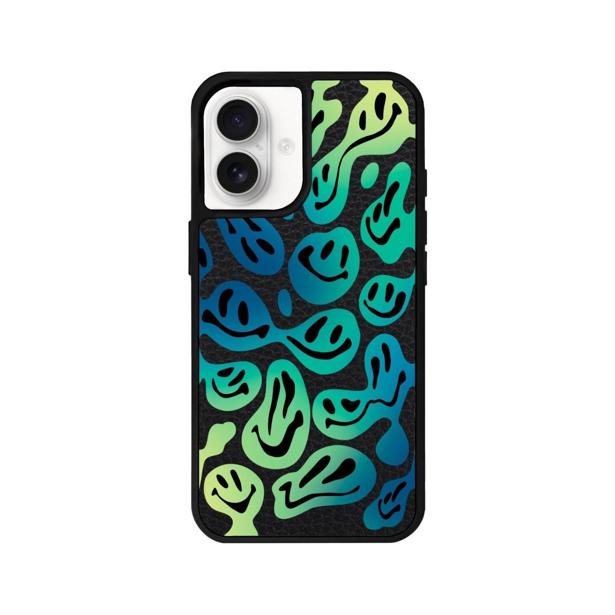 iPhone 16 Smiley Leather Vegan Deri Telefon Kılıfı Siyah - SUMTHINCS