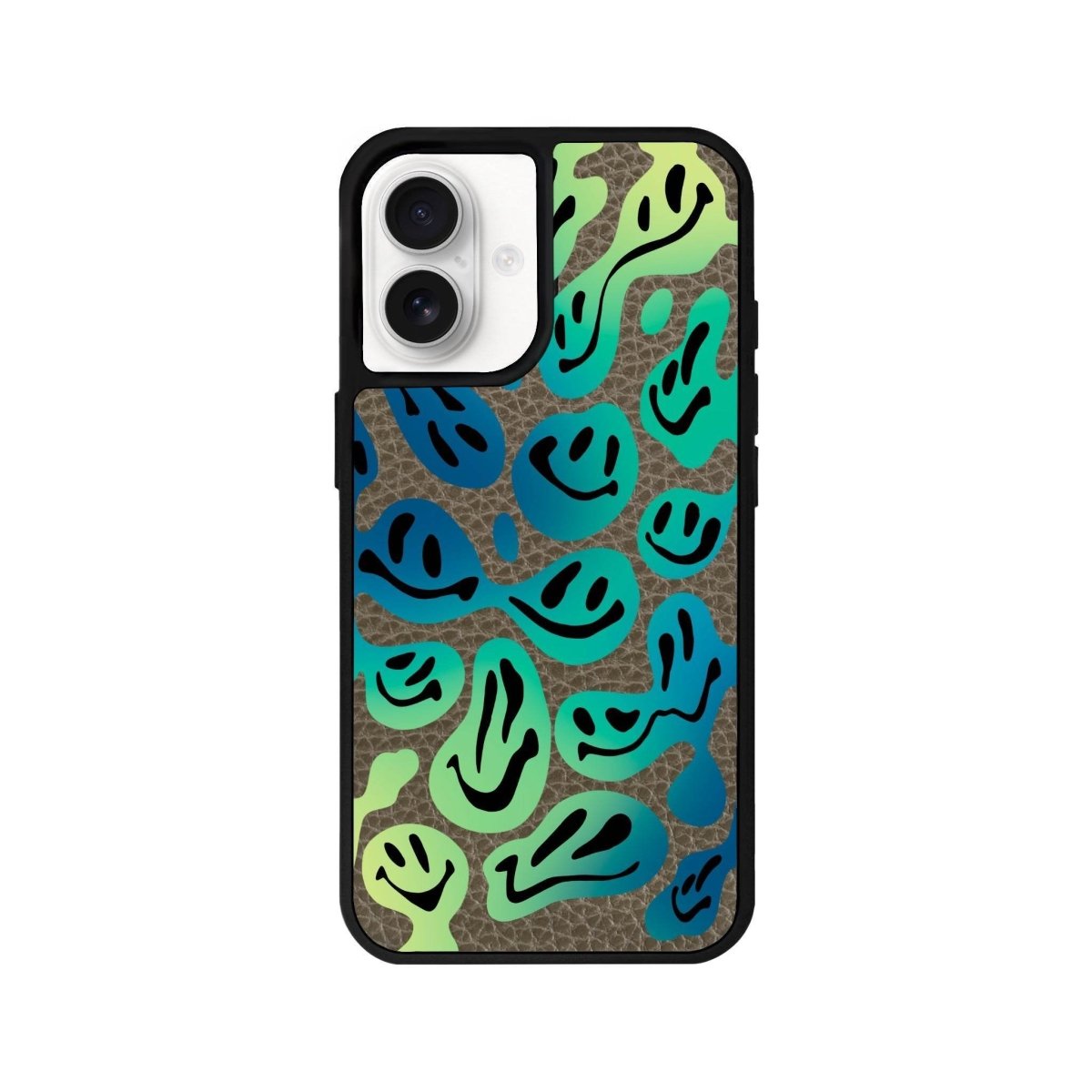 iPhone 16 Smiley Leather Vegan Deri Telefon Kılıfı Haki - SUMTHINCS