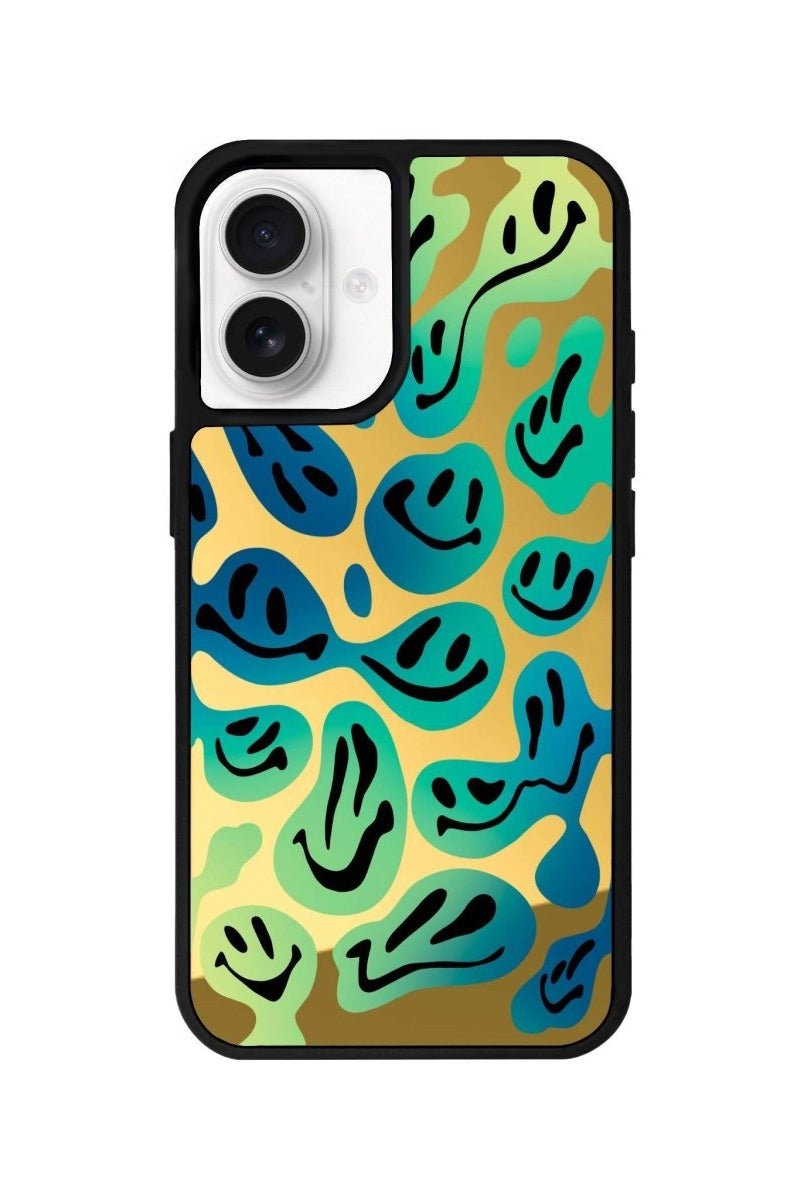 iPhone 16 Smiley Mirror Aynalı Telefon Kılıfı Altın - SUMTHINCS