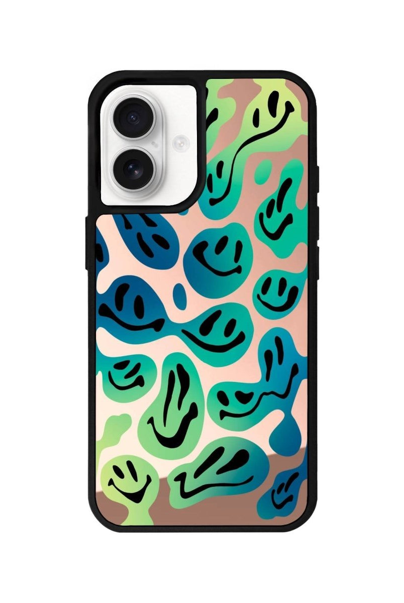 iPhone 16 Smiley Mirror Aynalı Telefon Kılıfı Metalik Pembe - SUMTHINCS