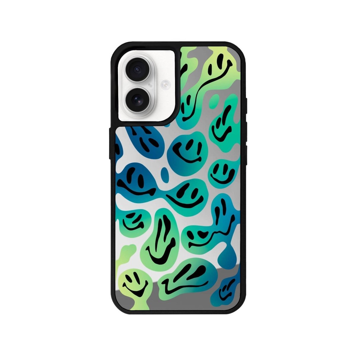 iPhone 16 Smiley Mirror Aynalı Telefon Kılıfı Gümüş - SUMTHINCS