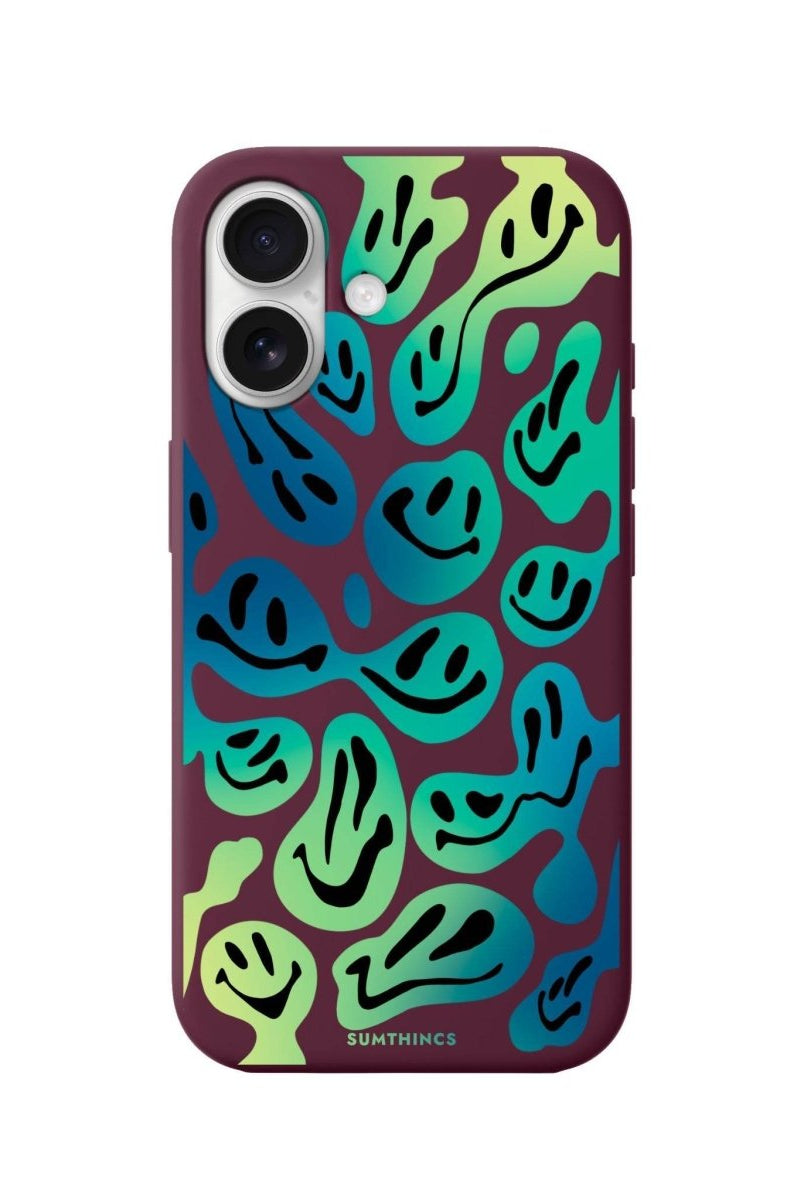 iPhone 16 Smiley Premium Telefon Kılıfı Bordo - SUMTHINCS