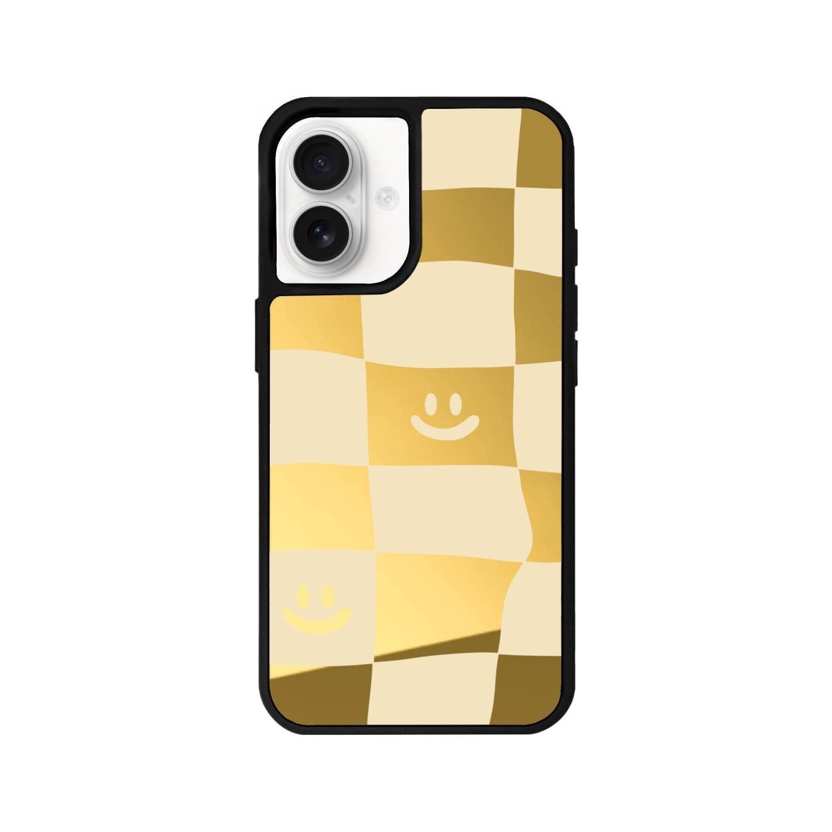 iPhone 16 Smiling Check Mirror Aynalı Telefon Kılıfı Altın - SUMTHINCS