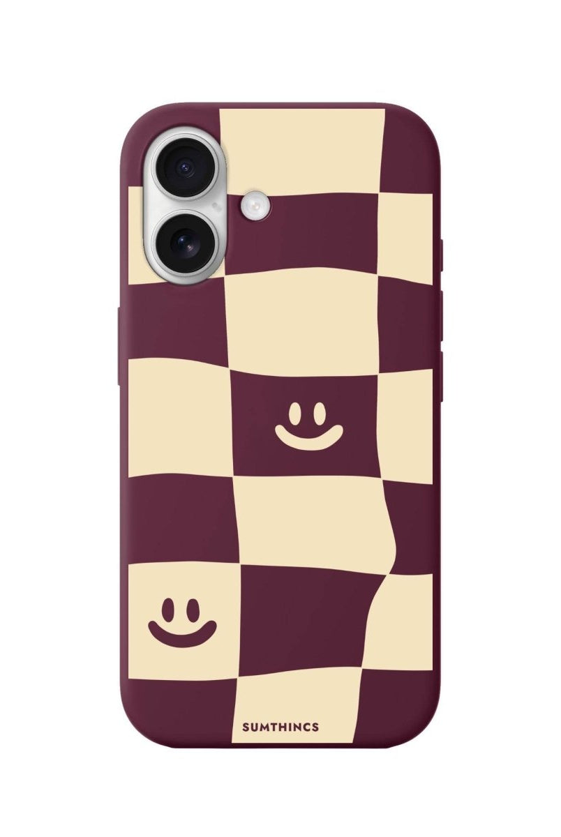 iPhone 16 Smiling Check Premium Telefon Kılıfı Bordo - SUMTHINCS