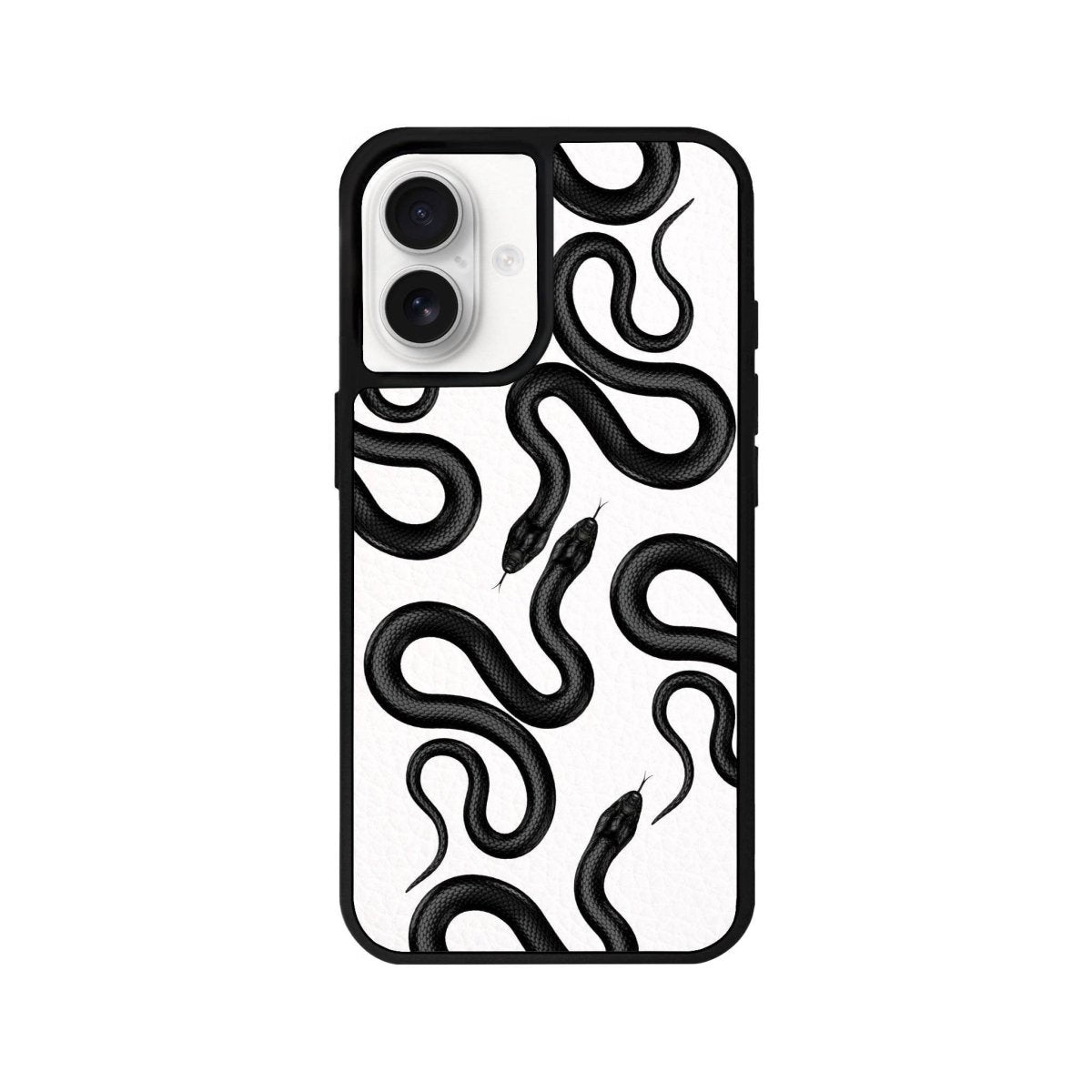 iPhone 16 Snakes Leather Vegan Deri Telefon Kılıfı Beyaz - SUMTHINCS