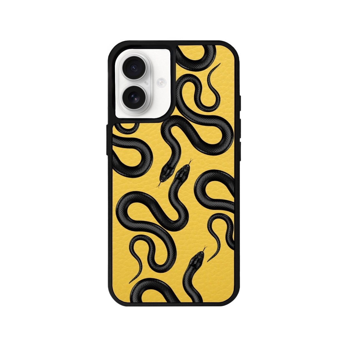 iPhone 16 Snakes Leather Vegan Deri Telefon Kılıfı Sarı - SUMTHINCS