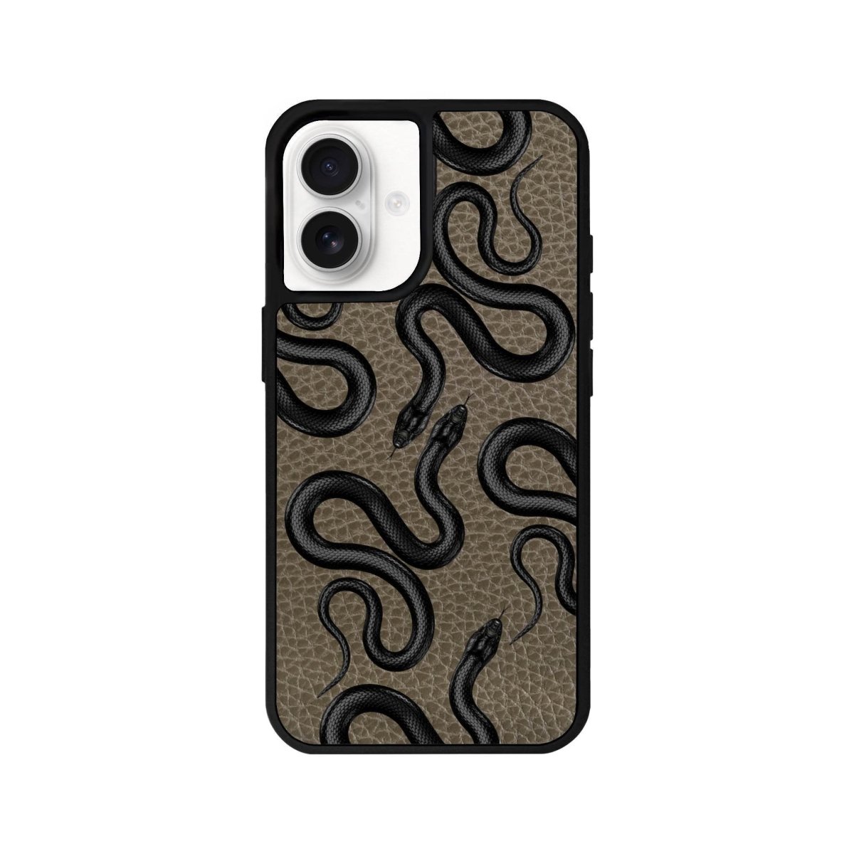 iPhone 16 Snakes Leather Vegan Deri Telefon Kılıfı Haki - SUMTHINCS