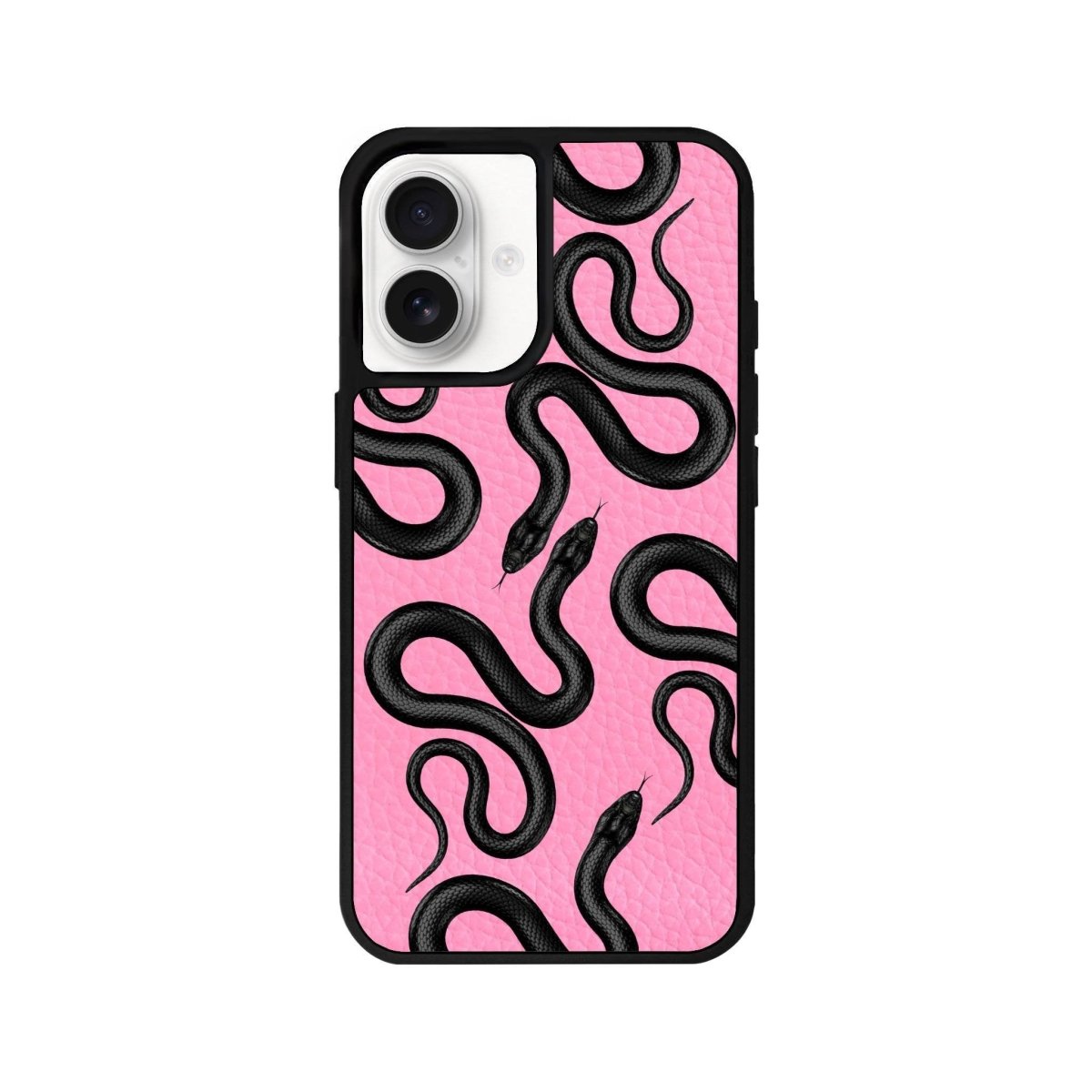 iPhone 16 Snakes Leather Vegan Deri Telefon Kılıfı Pembe - SUMTHINCS