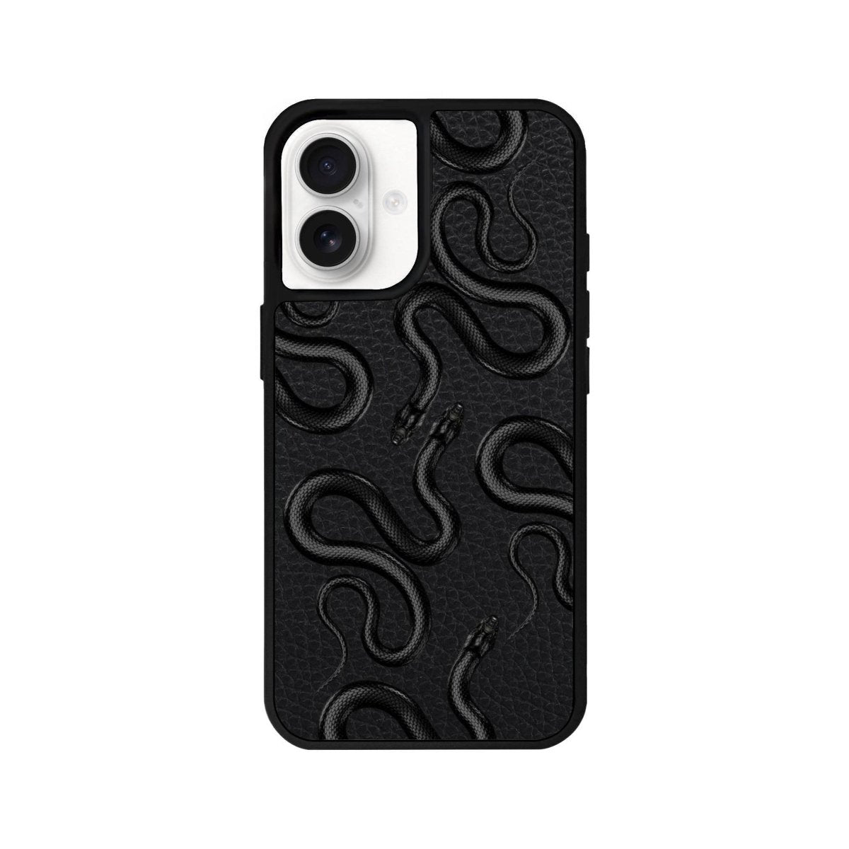 iPhone 16 Snakes Leather Vegan Deri Telefon Kılıfı Siyah - SUMTHINCS
