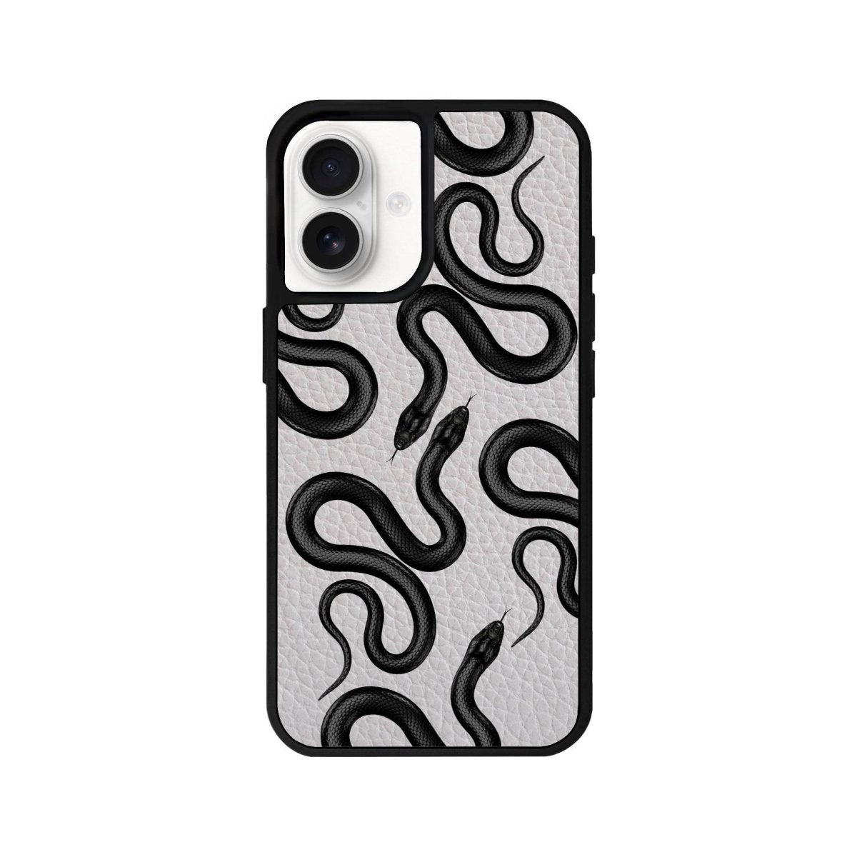 iPhone 16 Snakes Leather Vegan Deri Telefon Kılıfı Gri - SUMTHINCS