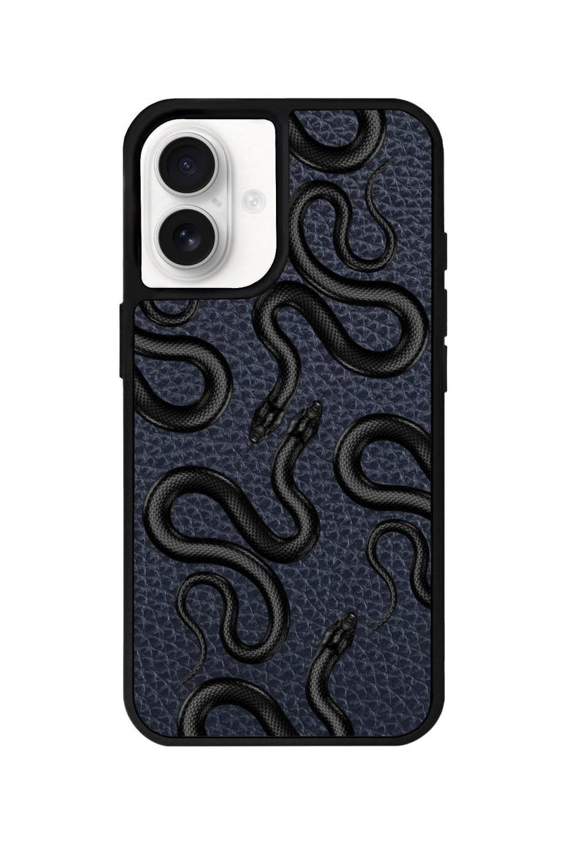 iPhone 16 Snakes Leather Vegan Deri Telefon Kılıfı Pasifik Mavi - SUMTHINCS