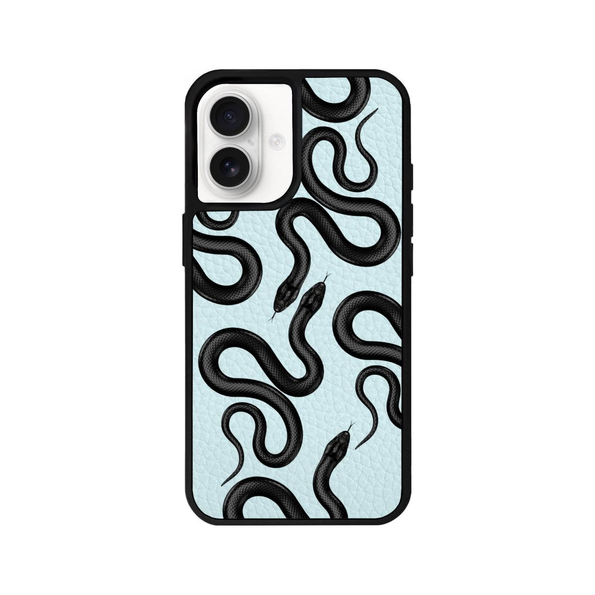 iPhone 16 Snakes Leather Vegan Deri Telefon Kılıfı Açık Mavi - SUMTHINCS