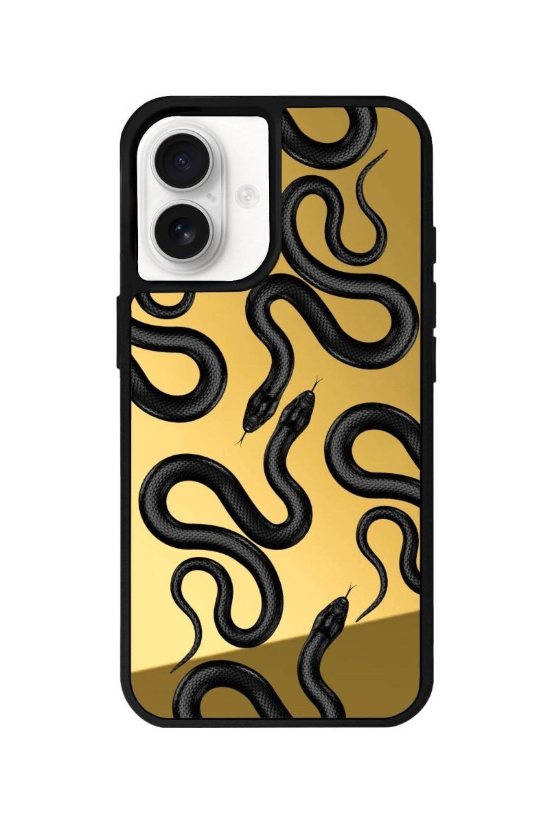 iPhone 16 Snakes Mirror Aynalı Telefon Kılıfı Altın - SUMTHINCS