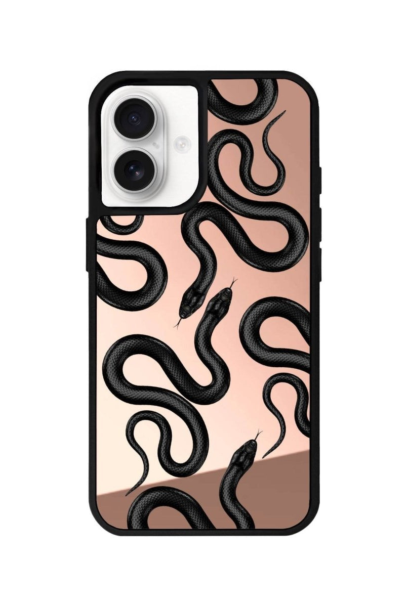 iPhone 16 Snakes Mirror Aynalı Telefon Kılıfı Metalik Pembe - SUMTHINCS
