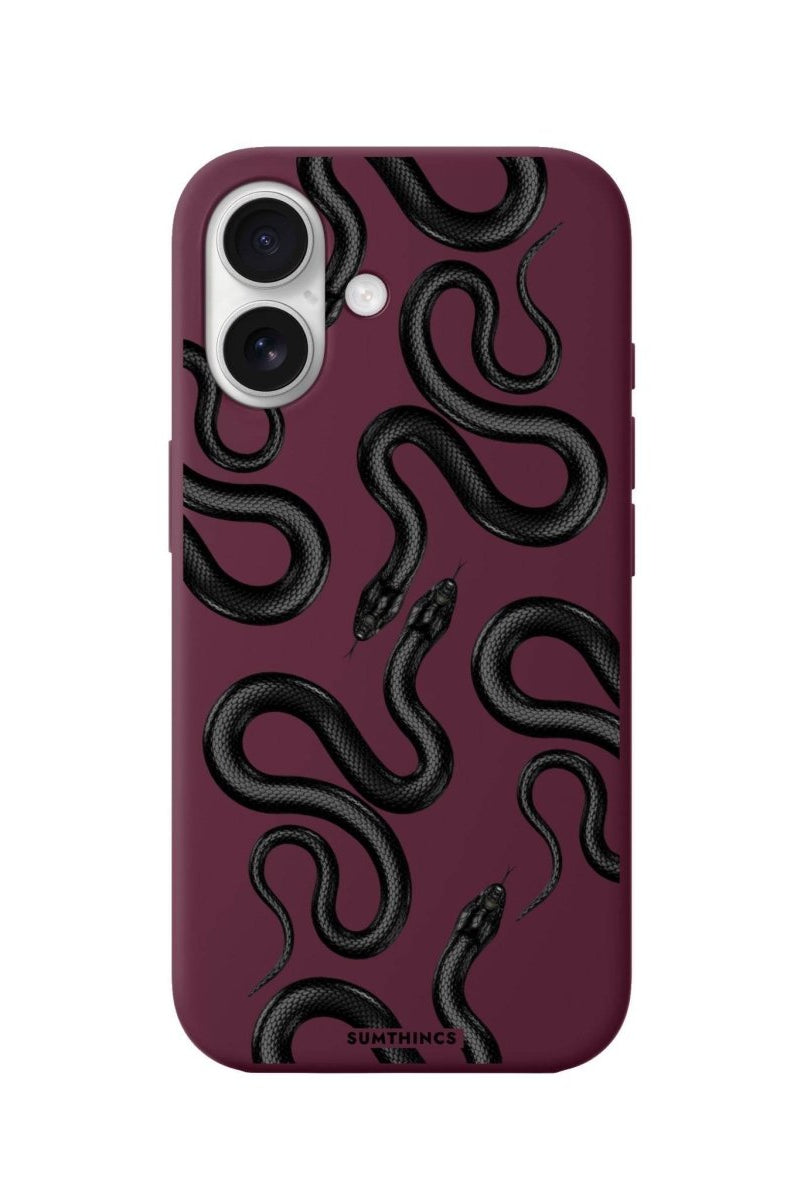 iPhone 16 Snakes Premium Telefon Kılıfı Bordo - SUMTHINCS