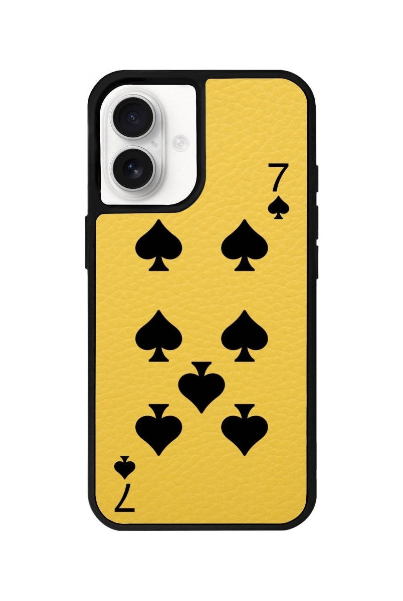 iPhone 16 Spade7 Leather Vegan Deri Telefon Kılıfı Sarı - SUMTHINCS